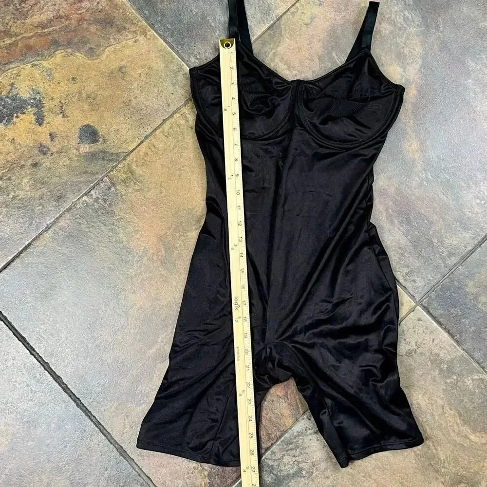 Nip Tuck & Boost Vintage Black Mid-thigh Cupped Bodysuit Shape-wear 42C